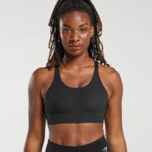 Gymshark NWOT United We Sweat High Support Cross-Back Black Sports Bra - Picture 1 of 7
